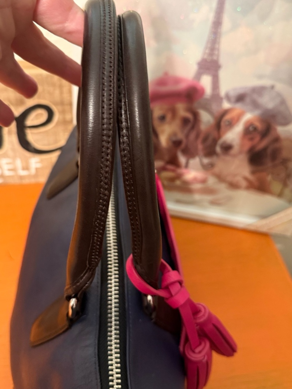 COACH Legacy Molly Colorblock Satchel in Pink & Navy EUC - Picture 5 of 16